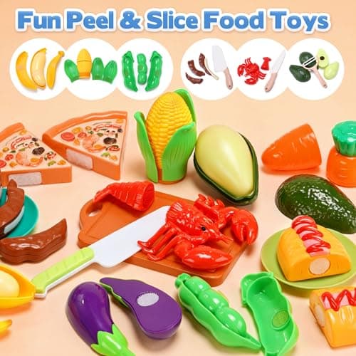 CUTE STONE Kids Kitchen Pretend Cooking Toy Set with Pressure Cooker, Toy Pots & Pans, Play Food, Kids Cookware Utensils & Shopping Basket, Toddler Kitchen Accessories Gift for Boys Girls — view 3