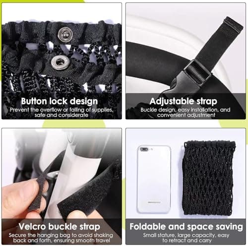 Stroller Shopping Net, Black Buggies Net Bag, Universal Baby Trolley Mesh Net Pocket, Stroller Organizer Storage Bag for Pushchair Buggy Stroller Pram — view 3