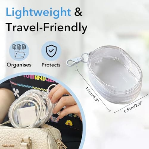 Supvox® 2Pcs PVC Transparent Storage Bag for Data Cables, Chargers, Earphones Waterproof Travel Organizer Pouch with Quick Release Buckle, Compact 10.5x6.5x3.6cm, Durable Multipurpose Use — view 2