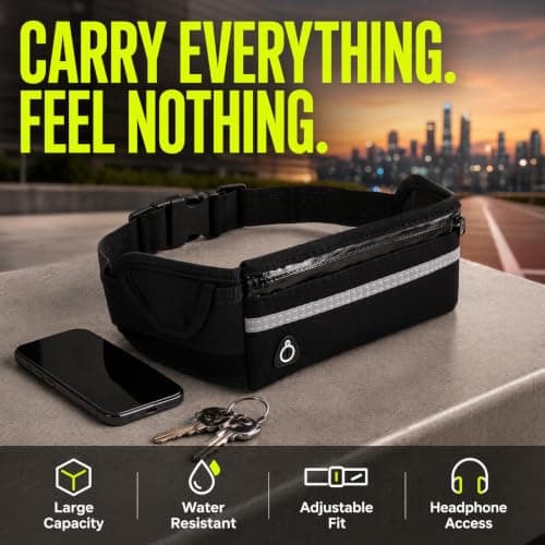 Unisex Running Belt Bag, Lightweight Running Belt Bag, Splash-Proof Belt Bag, Suitable for Sports, Fitness and Travel — view 5