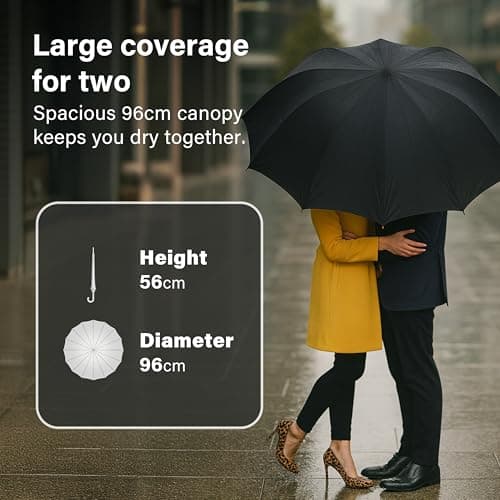 Vivo Technologies 3-Fold Mini Umbrella with Cover, Black Handle, 96cm Canopy, Windproof & Waterproof, Durable Polyester, Reinforced Frame, Fast-Drying – Travel & Everyday Use — view 3