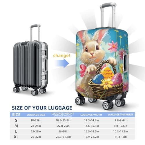 JTNWEC Spring Happy Festival Holiday Print Travel Luggage Cover - Personalization Elastic Suitcase Protector,, Black, L( Fit 25-28 Inch Luggage) — view 6