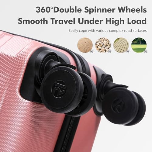 Rocklands Large Suitcase Hard Shell Lightweight 4 Dual Spinner Wheels Trolley Luggage Suitcase Hold Check in Luggage TSA Combination Lock (Pink, Medium 24") — view 4