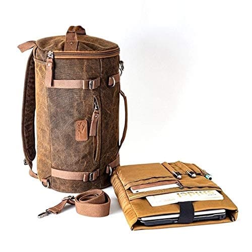 Camel 35L Motorcycle Saddle Bag Canvas Backpack for Travel, Hiking, Climbing, and Riding — view 2