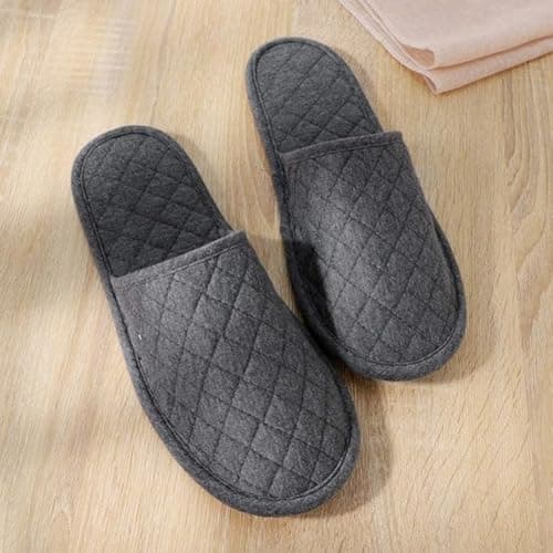haozaikeji Foldable Outdoor Travel Slippers Non-disposable Closed Toes Sandals Cotton Slipper with Storage Bag Anti-skid for Hotel Spa Indoor House Room Guest Business Travel Trip Holiday Flying Grey — view 2