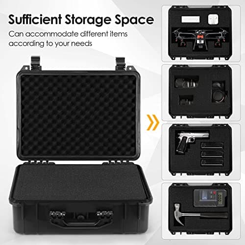 COSTWAY Portable Waterproof Hard Case, Compact Camera Case with Customizable Fit Foam, Dustproof Protective Tool Box for Electronics, Drones, Camera and Lens (Black, 13 Inch, 34x31x16cm) — view 2