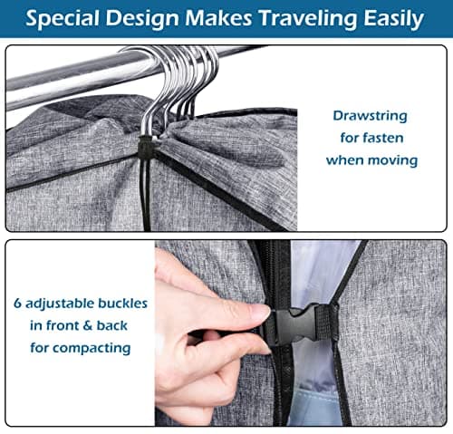 MISSLO 50" Garment Carrier for Suit Travel Dress Moving Bag for Hanging Clothes Covers with strong Oxford Fabric Suit Carriers for Women and Men, Grey — view 4