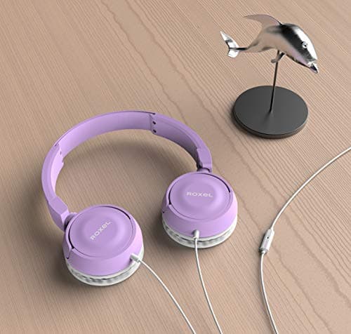 Roxel RX110 Lightweight Wired Foldable Headphones with Mic & Volume Control, On-Ear Headphones, Ergonomic Design, Answer Incoming Calls, Compatible with Android and IOS Devices (Purple) — view 5