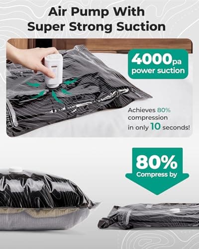 BAGSMART Travel Vacuum Storage Bag with Pump, 9 Pack Compression Saver Bag — view 3