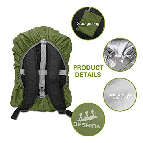 Besrina 15-90L Waterproof Backpack Rain Cover with Reflective Safety Strip — view 2