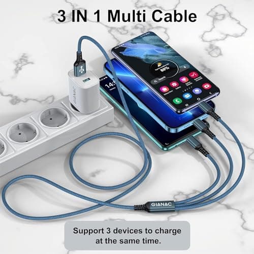 GIANAC Multi Charger Cable [3Pack 1.2M] 3 in 1 Charging Cable Nylon Braided — view 6