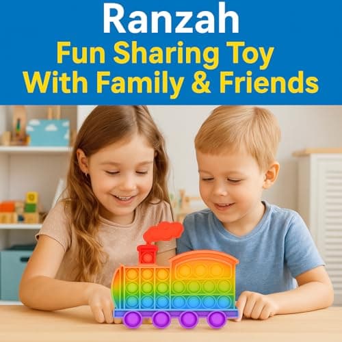 Ranzah Pop Fidget Toy Train Push Pop Bubble Sensory Kids And Adults Travel Poppet Toy Squishy Toy For Gifts & Parties ADHD Stress & Anxiety Relief Toy Squeeze Toddler Toy (Train) — view 2