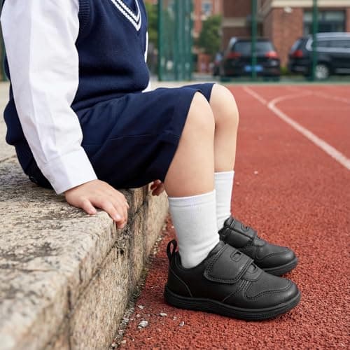STQ Kids Barefoot Shoes Breathable Wide School Shoes Boys Girls Trainers Soft Toddler First Walking Shoe Non Slip Daycare Sports Running Tennis Sneaker Black 9.5 UK Toddler — view 3