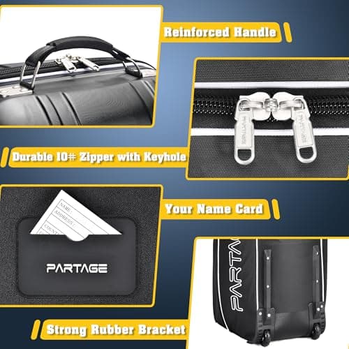 Golf Travel Bag Hard Case Top with Wheels, 900D Heavy Duty Oxford, Golf Bag Travel Case for Airlines, Protect Clubs and Easy to Maneuver-Black — view 4