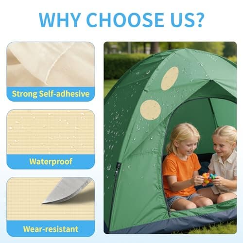 Skystuff 24PCS Self-Adhesive Nylon Repair Patches for Tent, Down Jacket, Clothing & Puffer Coat - Heavy Duty Waterproof Fabric Tape Repair Kit for Outdoor Gear, Sleeping Bag, Backpack, Beige — view 3
