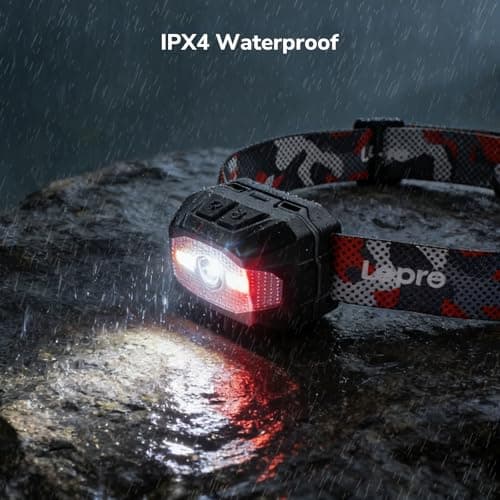 Lepro Camping Head Torch Rechargeable, Dual Power Headlamp-10 Modes, 90H+ — view 6