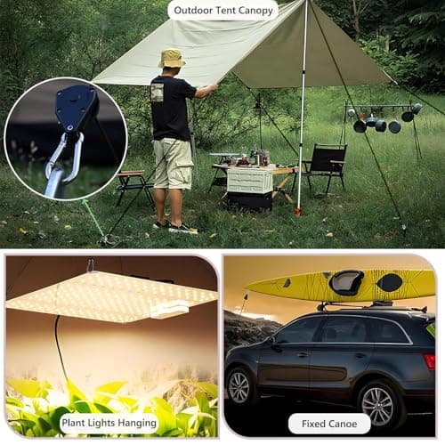 4 PCS Reflective Tent Guy Ropes, 4 mm Ratchet Ropes with Rope Tensioner, 4M Heavy Duty Adjustable Reflective Tent Guy Rope for Camping, Hiking, Awning, Black — view 6