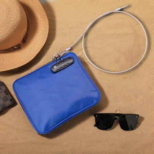 KOSMCCO Beach Locking Bag, 9x7.5 Inch Portable Safe for Phone, Wallet, Keys | Anti-Theft Locking Travel Pouch for Pool, Vacation (Blue) — view 3
