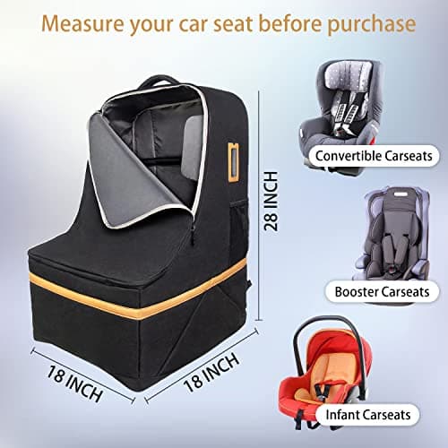 Hap Tim Car Seat Travel Bag, Padded Carseat Cover for Airplane, Portable Car Seat Carrier for Airport Essentials, Infant Car Seat Travel Backpack, Family Travel Accessories, Black（CSTB-2242） — view 2