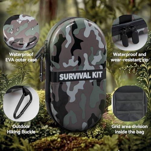 Survival Kit,74 Piece Survival Gear First Aid Kit,Waterproof Emergency Medical Kit Earthquake, Outdoor Adventure, Hiking, Hunting,Camping,Present for Men Women(Camouflage gray) — view 4