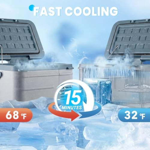 DOGHLY 12 Volt Car Refrigerator 11QT Portable Cooler -4℉-68℉, Compressor Fridge 12V/24V DC & 110-240V AC, Electric Cooler for Truck, RV, Camper, SUV, Travel, Camping & Road Trips (11QT), Blue — view 3