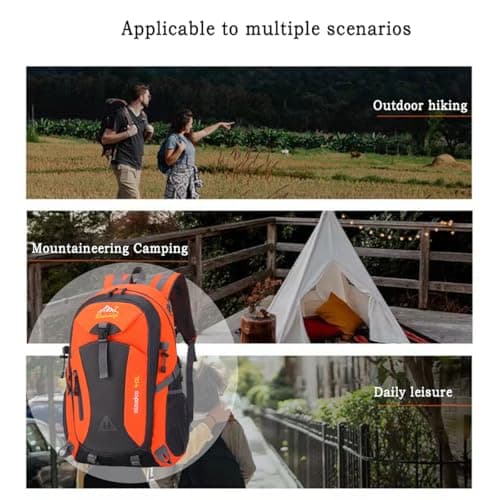 Nircho 40L Hiking Backpack Lightweight Breathable Trekking Rucksack for Men Women, Durable Water Resistant Travel Bag for Skiing Camping Climbing Cycling Trekking Mountaineer Outdoor Sports (Orange) — view 6