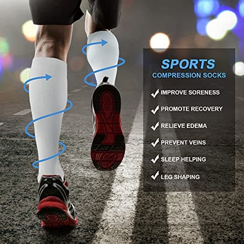 DRESHOW 4 Pairs Compression Socks For Women&Men Circulation Best Support for Athletic Running Cycling Travel — view 4