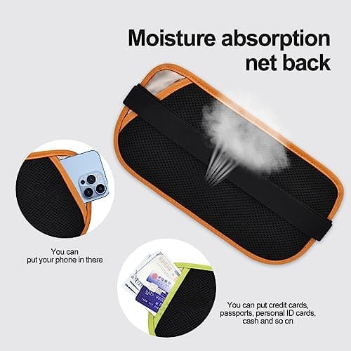 RFID Blocking Money Belt for Men Women, Slim Fanny Pack for Travel，Running,Conceal Waist Wallet for Passport Holder,Phone,Cash(Brown Orange) — view 6