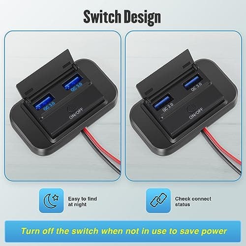 Thlevel USB Socket Car Charger Panel Camper USB Charger Dual USB 12V — view 3