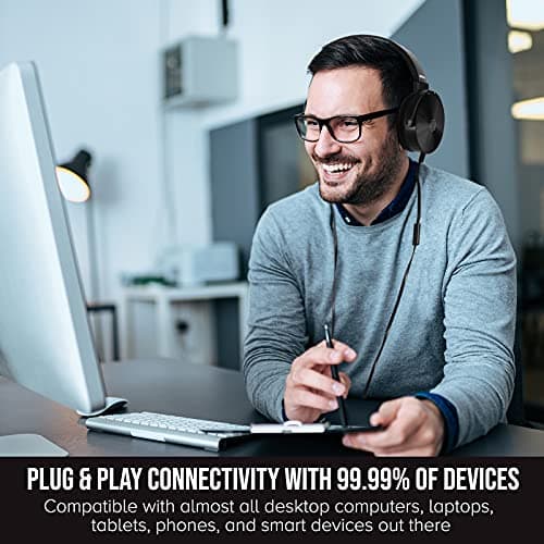 Classroom Headphones-Bulk 10-Pack, Student On Ear Comfy Swivel Earphones for Library, School, Airplane, Kids-for Online Learning and Travel, HQ Stereo Sound 3.5mm Jack (Black with Microphone) — view 5