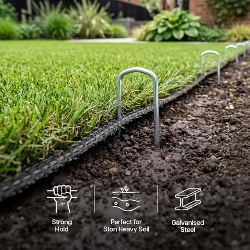 Besto Garden Pegs Heavy Duty Tent Pegs Metal Ground Pegs Galvanised Steel Peg for Camping, Securing Weed Control Fabric, Ground Sheets Membrane, Netting, Fleece and Astro Turf | Pack of 10 — view 4
