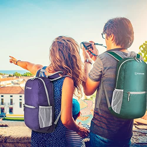 ZOMAKE Lightweight Foldable Backpack Packable Rucksack (20L/Purple) — view 6