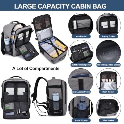 for New Ryanair Cabin Bags 40x30x20 Underseat Small Travel Backpack, Grey — view 4