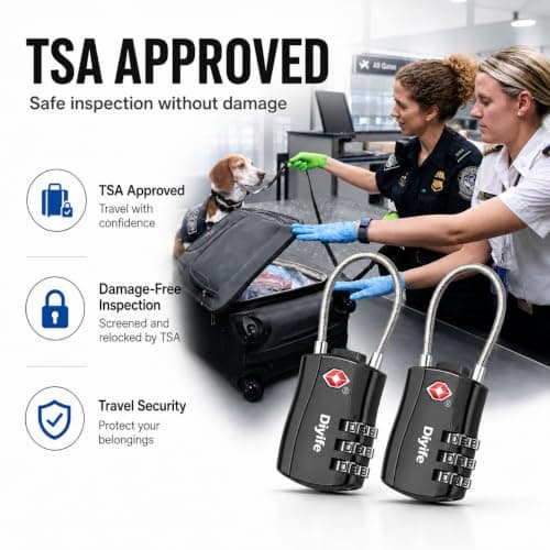 Diyife TSA Approved Luggage Locks with Flexible Steel Cable, Easy to Set up — view 3