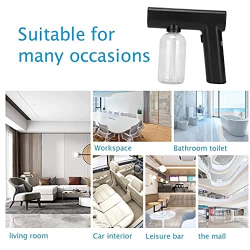 COJJ Handheld Atomizer Sprayer, USB Charge Nano Sprayer Sanitizer Gun with 300ml Capacity, Wireless Mist Disinfectant Fogger, Alcohol Spray Gun for Home School Office (Black) — view 2