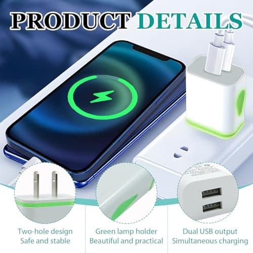 UK to USA Plug Adapter with USB 2 Pack, USA Travel Adapter with Dual USB Ports, Compact UK to US plug adaptor for Canada, Mexico, Charger Plug Fast Charging for iPhone, Samsung, Shaver & More — view 3