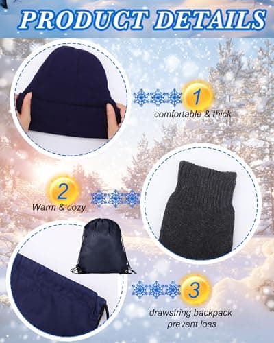 Suhine 72 Pieces Homeless Care Package Winter Gloves Socks Coral Fleece Blanket Hats Neck Scarfs Unisex Drawstring Bags, Assorted Colors, as pictures shown — view 6