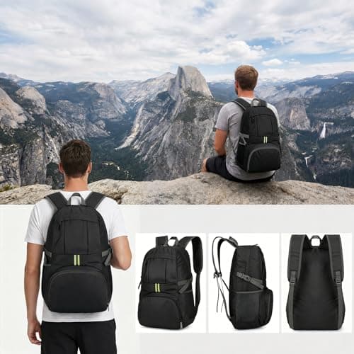 Innfttwo Foldable Hiking Backpack, 30L Ultra Lightweight Waterproof Rucksack bag for Men and Women, Durable Packable Daypack for Travel Camping Climbing Outdoor (black) — view 6
