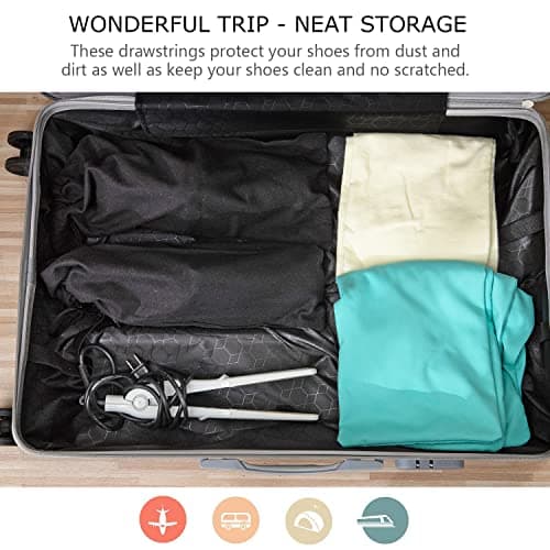 PlasMaller Shoe Storage Bags 100% Cotton with Drawstring for Men and Women for Travel Protecting and Storing Shoes, Turquoise, Set of 4, One Size, Shoe Bag — view 3