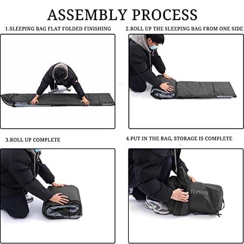 tuphen Sleeping Bag - 3-4 Seasons Camping Sleeping Bags for Adults for Hiking, Backpacking, Cold Weather & Warm Lightweight Travel Gear (Dark-gray, Single 86.61''x31.49'') — view 5