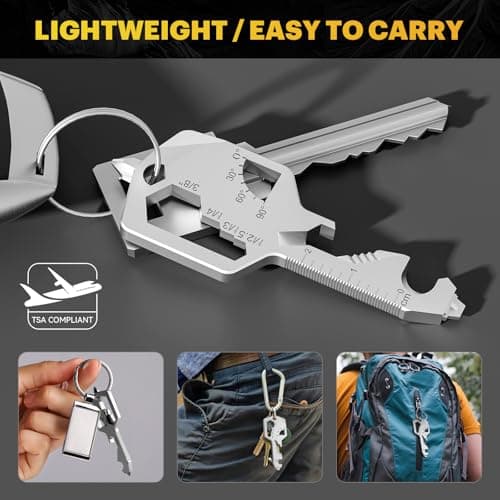 Key Shaped Pocket Multitool 20-in1 Multi Tool, Stainless Steel Keychain Utility Gadget,Gift for Men, Women, Father,Groomsmen, Valentine's, Birthday, Christmas — view 4