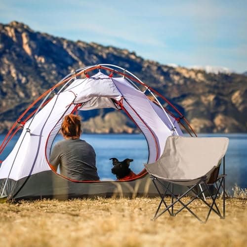 Greenfields Moon Chair with Carry Bag – Foldable Camping Seat with Armrests and Pockets – Portable Aluminium Folding Chair for Nature Hikes, Beach, Picnic or Outdoor Fishing Travel Comfort — view 2