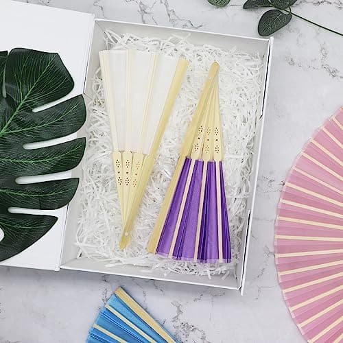 Grantop 4 Pcs Black Folding Hand Fan, Silk Fabric Bamboo Ribs Handheld Fan, Folding Chinese Fan for Wedding Christmas Party Prom Festival DIY Home Decorations (Pink) — view 5