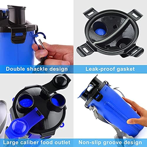 DERDOUT Dog Travel Water Bottle Collapsible Bowls, 2 in 1 Pet Food Container with Collapse Bowls, Outdoor Portable Water Bowls for Walking, Traveling, Camping and Hiking Blue — view 5