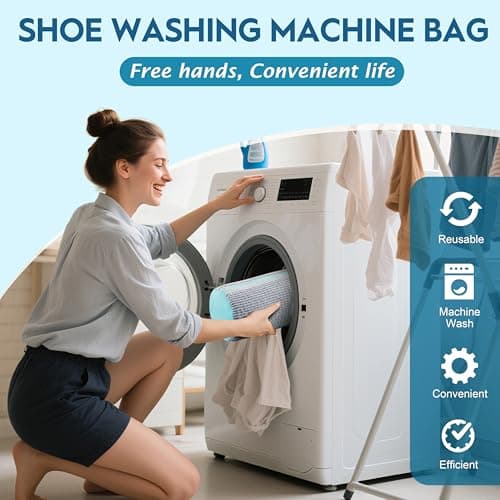 Shoe Washing Machine Bag, Reusable Trainer Laundry Bag for Washer & Dryer, Heavy Duty Mesh Sneaker Wash Bag with Reinforced Zipper, 360° Deep Cleaning Shoe Protector for Trainers & Sports Shoes — view 2