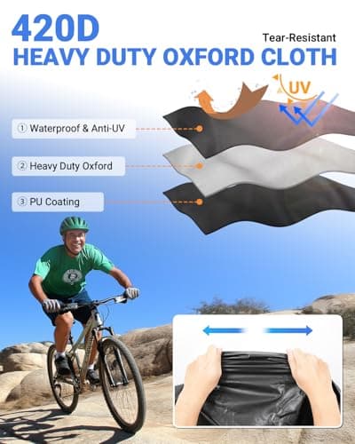 SUPAREE Bike Covers Transport Bike Covers for Outside Storage Bike Rack Cover for 2-3 Bikes Waterproof 420D Oxford Heavy Duty for Motorhome Caravan Car Hitch Travel Camping — view 6