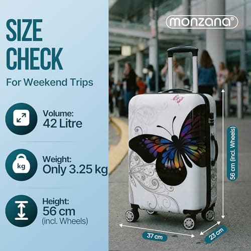 Monzana® Medium Hard Shell Suitcase 4 Wheels Hardshell 22" 22 inch Butterfly — view 6