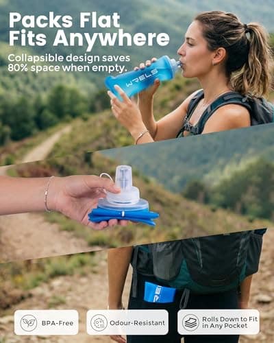 WRELS Collapsible Water Filter Bottle,500ml Ultralight Soft Flask with Filter for Camping, Hiking,Backpacking,Trail Running — view 5