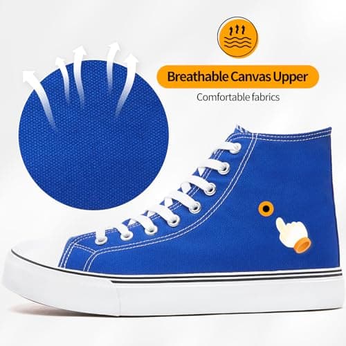 ZGR Men's High Top Canvas Sneakers Lace Up Classic Casual Walking Shoes, Blue, 12 — view 4