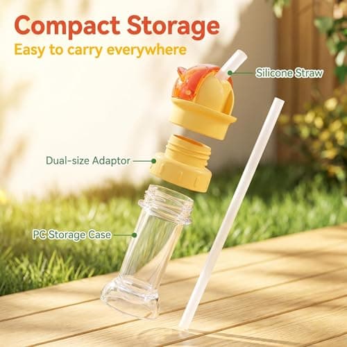 Copbopwn 2 Pack Water Bottle Spout Adapter with Straw Reusable Children Beverage Water Bottle Straw Lid for Standard Mineral Water Bottles Portable Leak-Proof Twist Cover Cap for Home Travel Outdoors — view 6